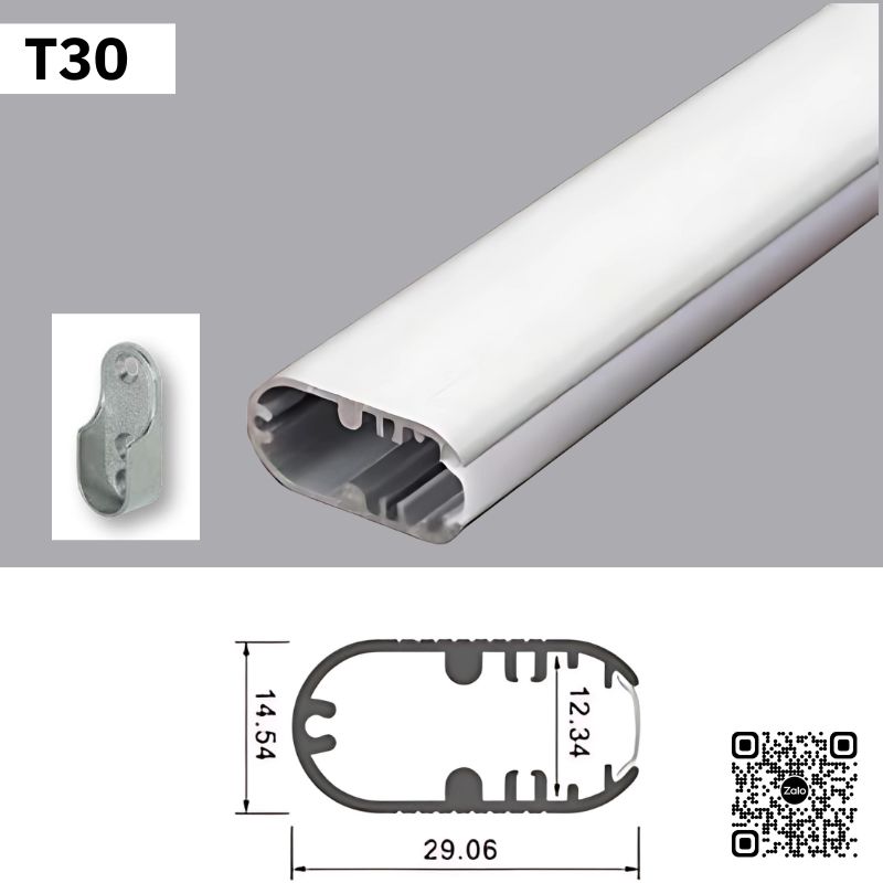 Thanh Nhôm Định Hình Treo Móc Áo 3 Mét | T30